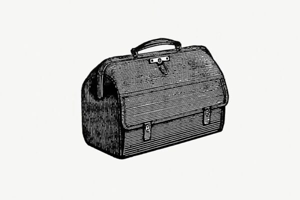 illustration of a vintage-style briefcase